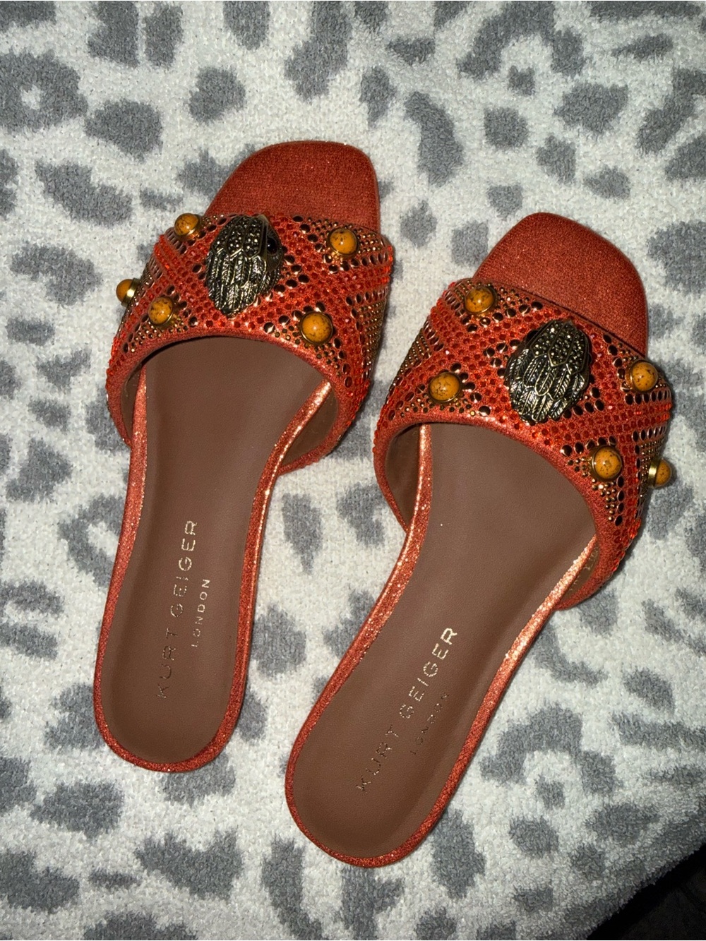 Kurt Geiger Eagle-head ⚠️ Limited Style⚠️ Orange Kensington Sandal